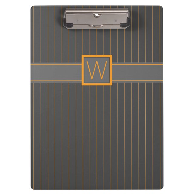 Gray with Orange Pinstripes Clipboard (Front)