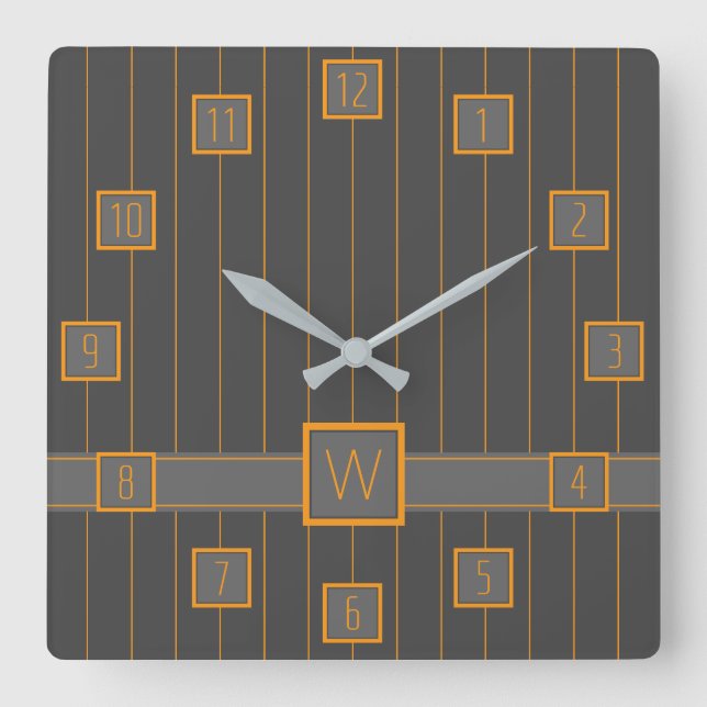 Gray with Orange Pinstripes Clock (Front)