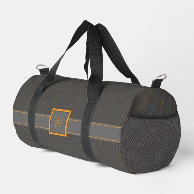 Gray with Orange Pinstripes Duffle Bag (Right Corner)