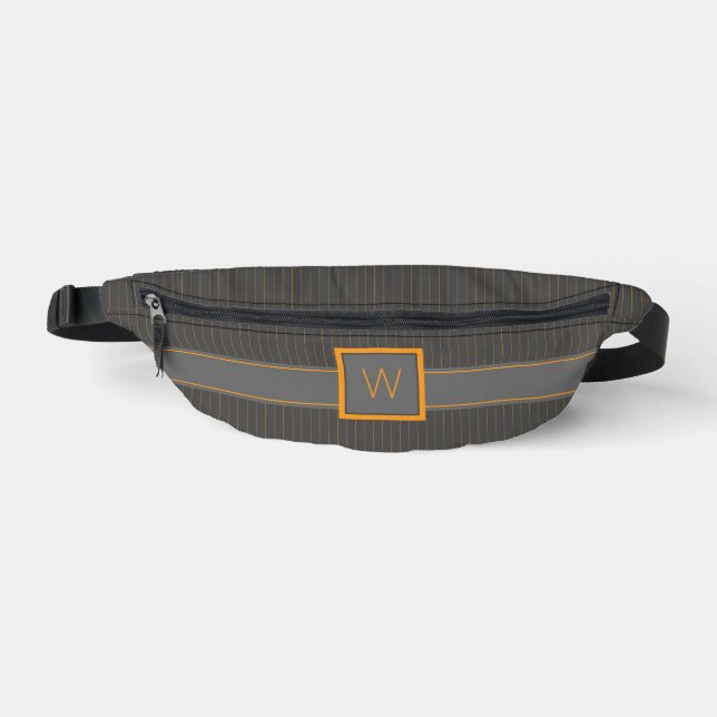 Gray with Orange Pinstripes Fanny Pack (Front)
