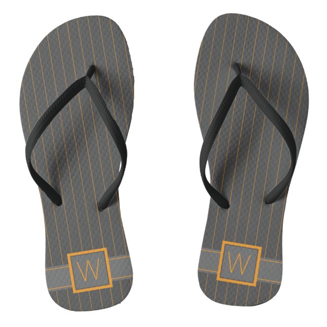 Gray with Orange Pinstripes Flip Flops (Footbed)