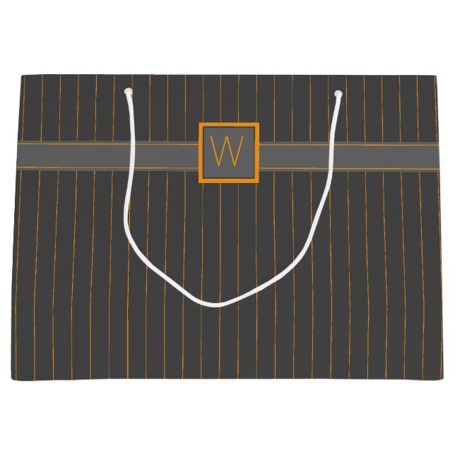 Gray with Orange Pinstripes Gift Bag (Front)