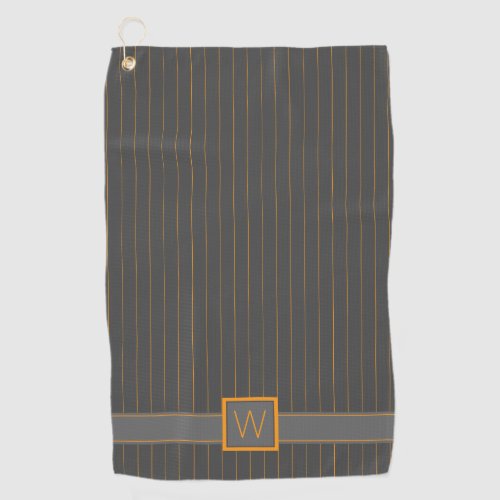 Gray with Orange Pinstripes Golf Towel