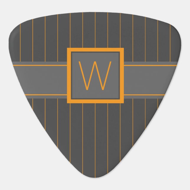 Gray with Orange Pinstripes Guitar Pick (Front)