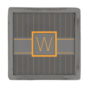 Gray with Orange Pinstripes Lapel Pin