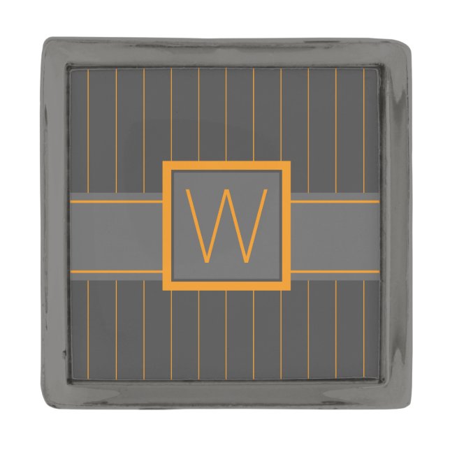 Gray with Orange Pinstripes Lapel Pin (Front)