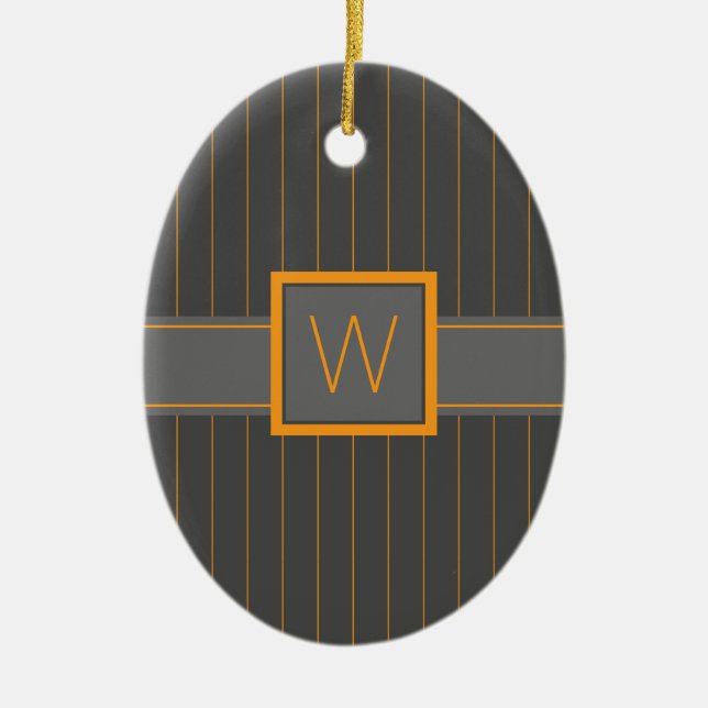 Gray with Orange Pinstripes Ornament (Front)