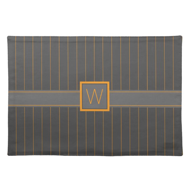 Gray with Orange Pinstripes Place Mat (Front)