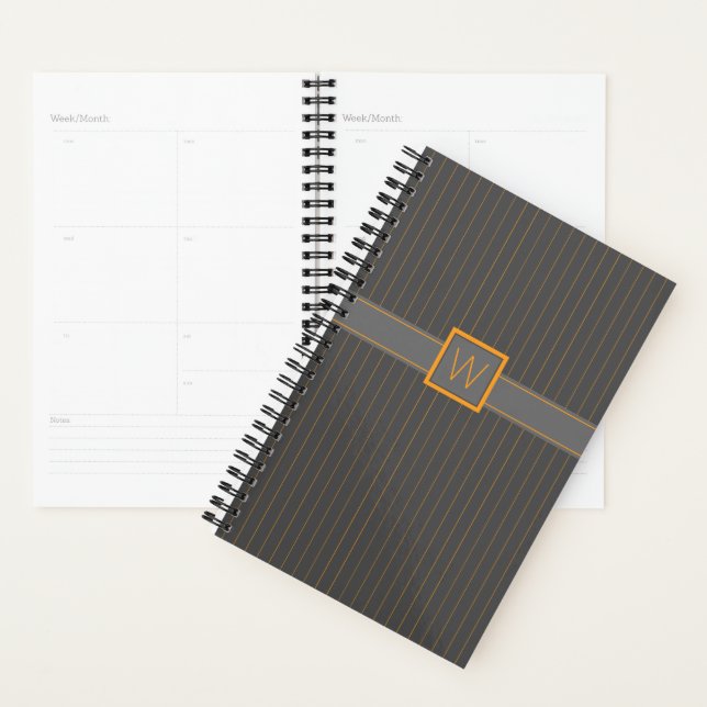 Gray with Orange Pinstripes Planner (Display)