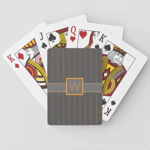 Gray with Orange Pinstripes Playing Cards