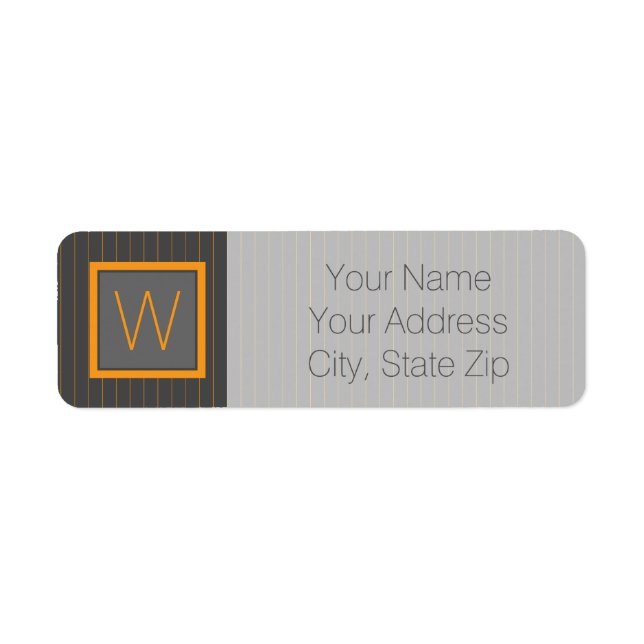 Gray with Orange  Pinstripes Return Address Label (Front)