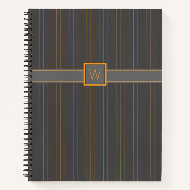 Gray with Orange Pinstripes Spiral Notebook (Front)