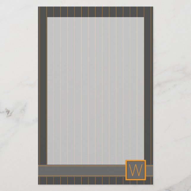 Gray with Orange Pinstripes Stationery (Front)