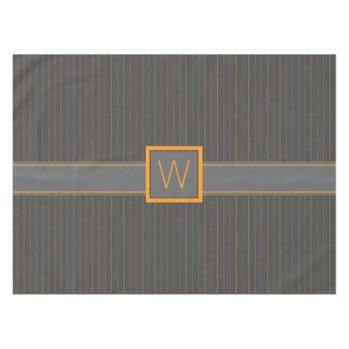 Gray with Orange Pinstripes Tablecloth