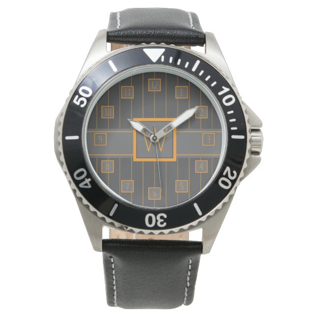Gray with Orange Pinstripes Watch (Front)