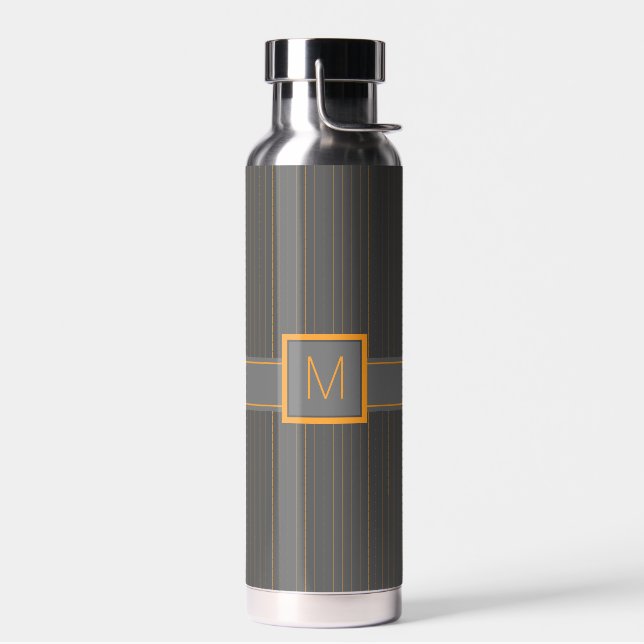 Gray with Orange Pinstripes Water Bottle (Left)