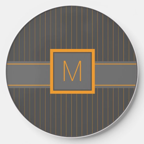 Gray with Orange Pinstripes Wireless Charger
