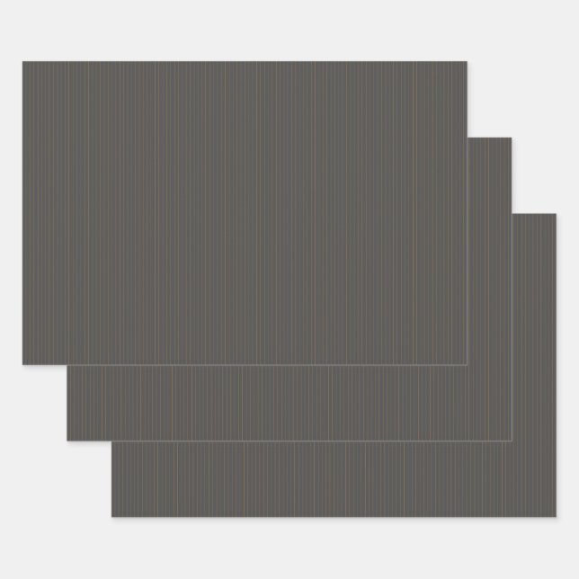 Gray with Orange Pinstripes Wrapping Paper Set (Set)