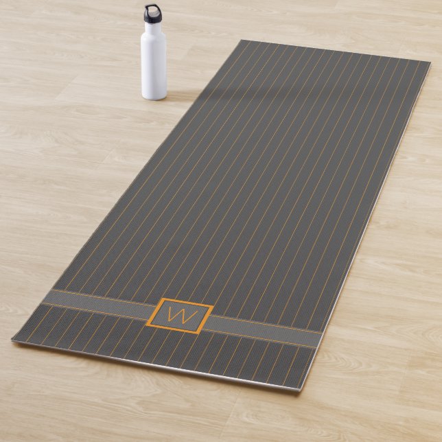 Gray with Orange Pinstripes Yoga Mat (In Situ)