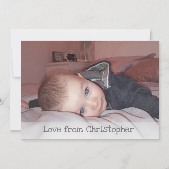 Gray with photo and name thank you card (Front)