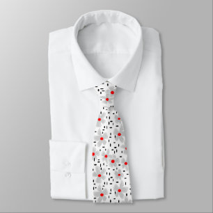 gray with red flowers on white background retro neck tie