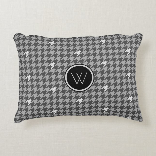 Gray with Silver Accent Houndstooth Accent Pillow (Front)