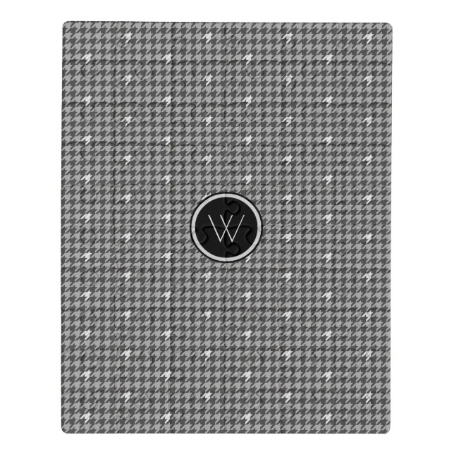 Gray with Silver Accent Houndstooth Acrylic Puzzle (Puzzle Vertical)