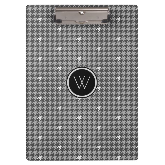 Gray with Silver Accent Houndstooth Clipboard (Front)