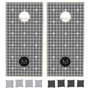 Gray with Silver Accent Houndstooth Cornhole Set