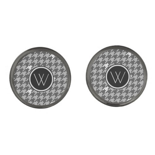 Gray with Silver Accent Houndstooth Cuff Links