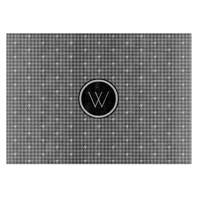Gray with Silver Accent Houndstooth Cutting Board (Front)