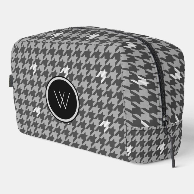 Gray with Silver Accent Houndstooth Dopp Kit (Right Corner)