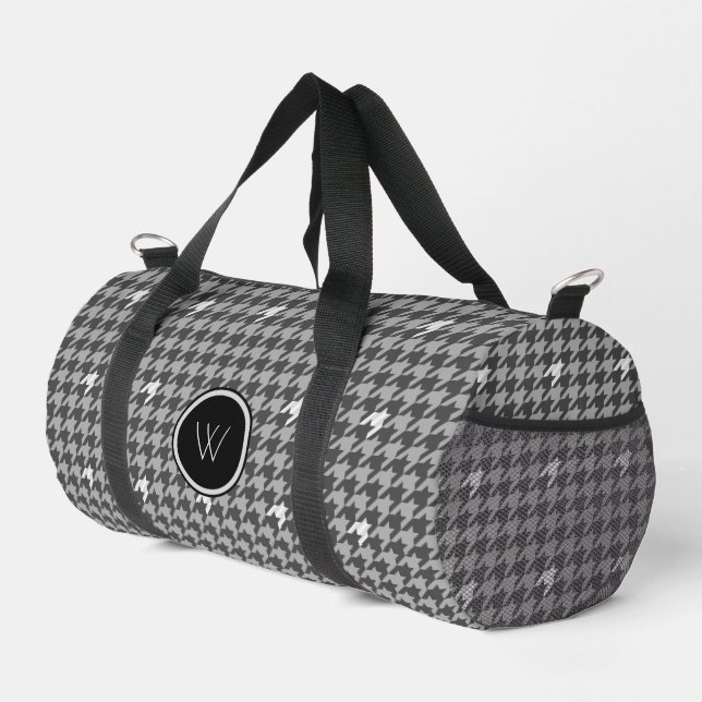Gray with Silver Accent Houndstooth Duffle Bag (Right Corner)
