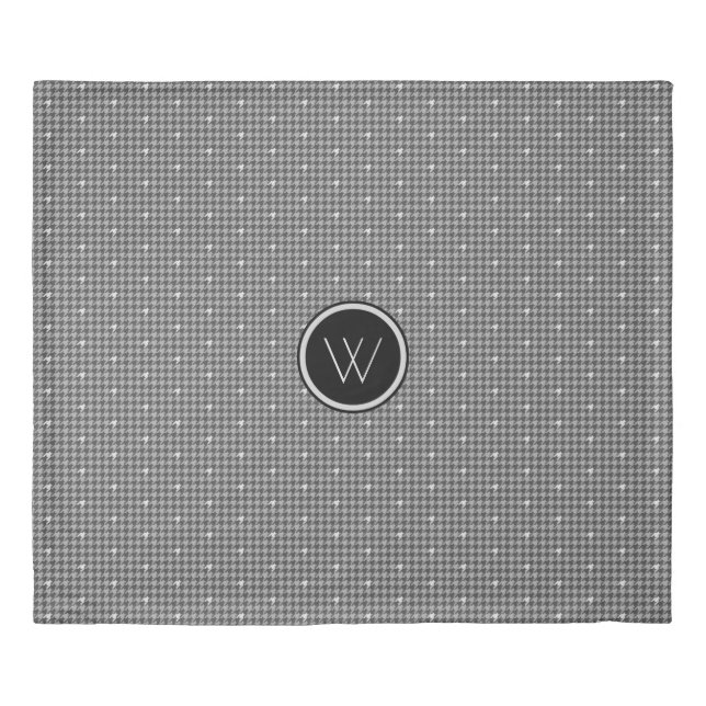 Gray with Silver Accent Houndstooth Duvet Cover (Front)