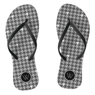 Gray with Silver Accent Houndstooth Flip Flops