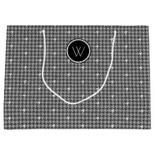 Gray with Silver Accent Houndstooth Gift Bag