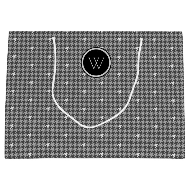 Gray with Silver Accent Houndstooth Gift Bag (Front)