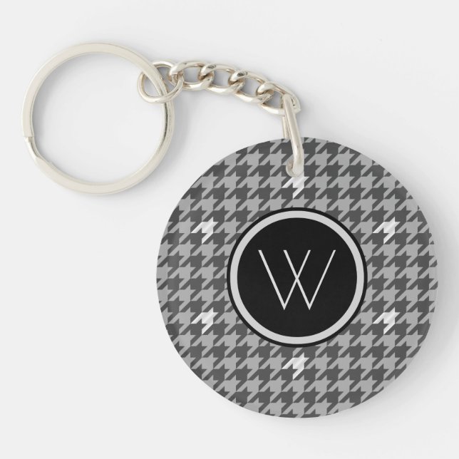 Gray with Silver Accent Houndstooth Keychain (Front)