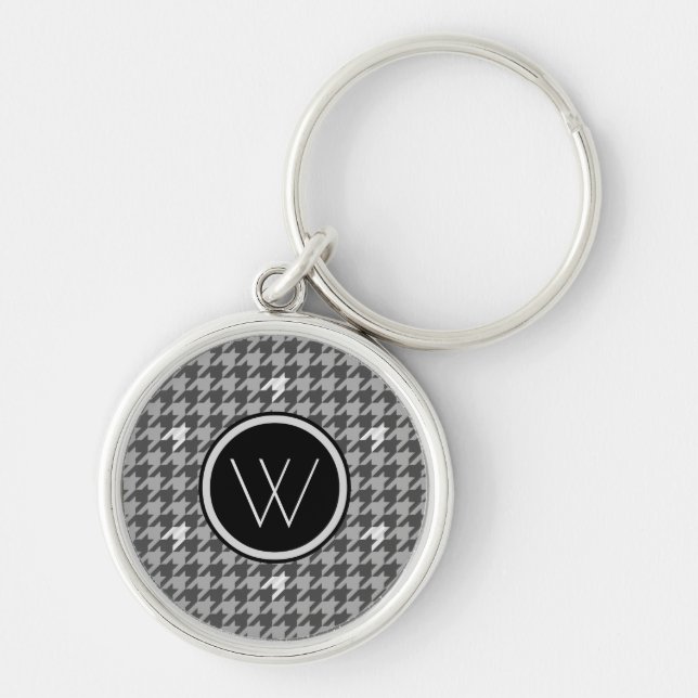 Gray with Silver Accent Houndstooth Keychain (Front)