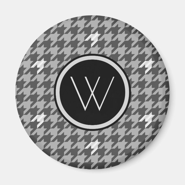 Gray with Silver Accent Houndstooth Magnet (Front)