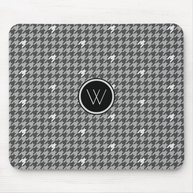 Gray with Silver Accent Houndstooth Mousepad (Front)
