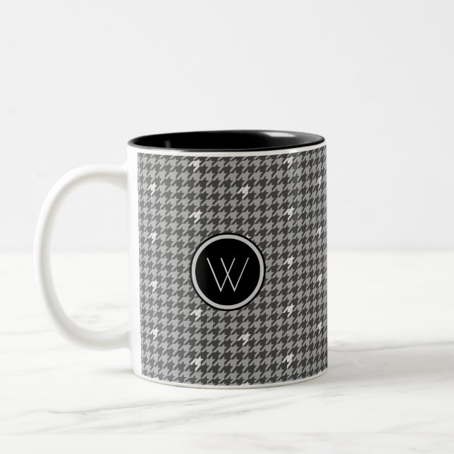 Gray with Silver Accent Houndstooth Mug (Left)