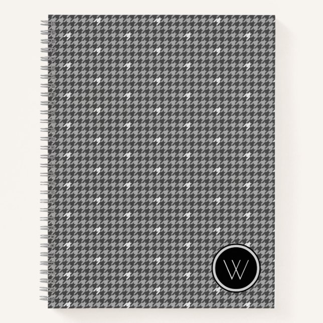 Gray with Silver Accent Houndstooth Notebook (Front)