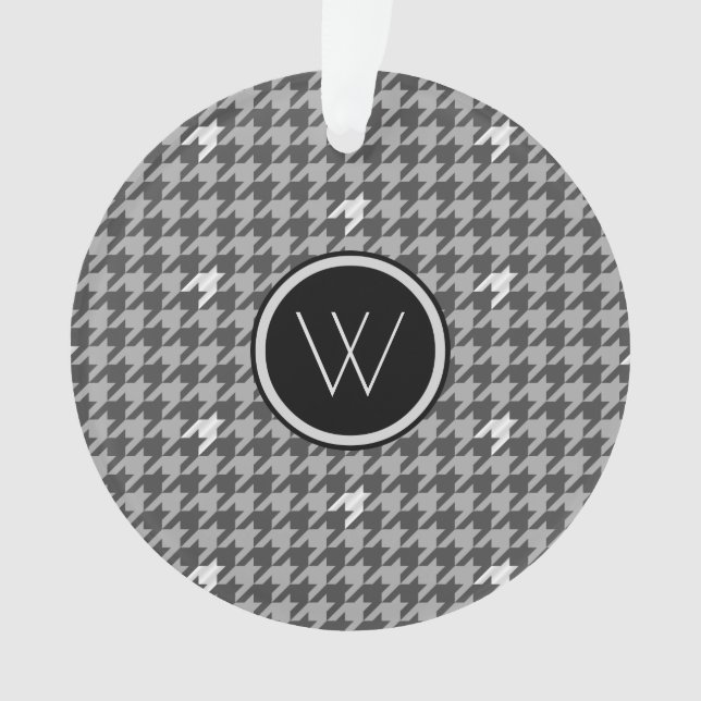 Gray with Silver Accent Houndstooth Ornament (Front)