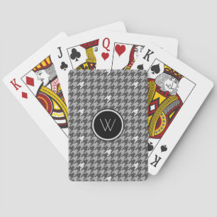 Gray with Silver Accent Houndstooth Playing Cards