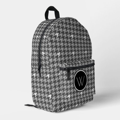 Gray with Silver Accent Houndstooth Printed Backpack