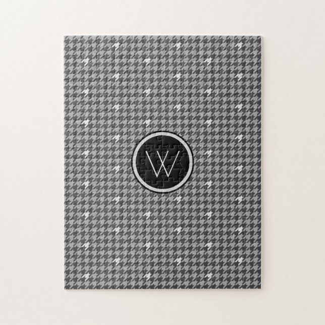 Gray with Silver Accent Houndstooth Puzzle (Vertical)