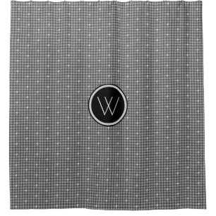 Gray with Silver Accent Houndstooth Shower Curtain