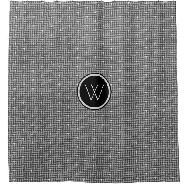 Gray with Silver Accent Houndstooth Shower Curtain (Front)