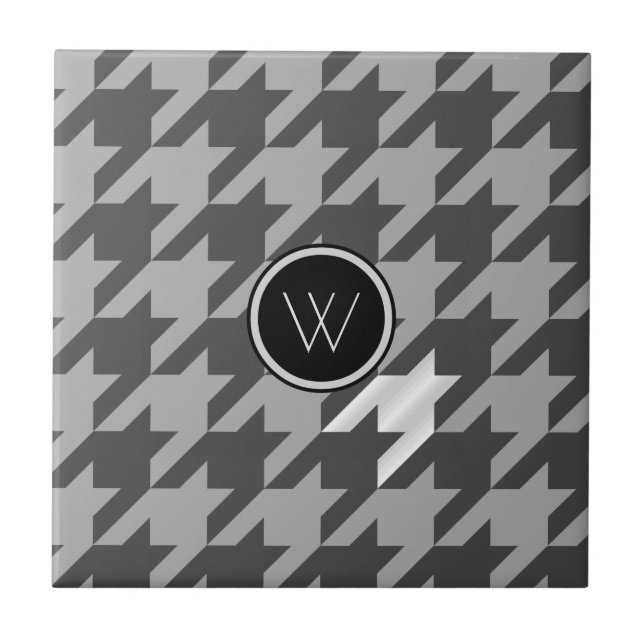 Gray with Silver Accent Houndstooth Tile (Front)